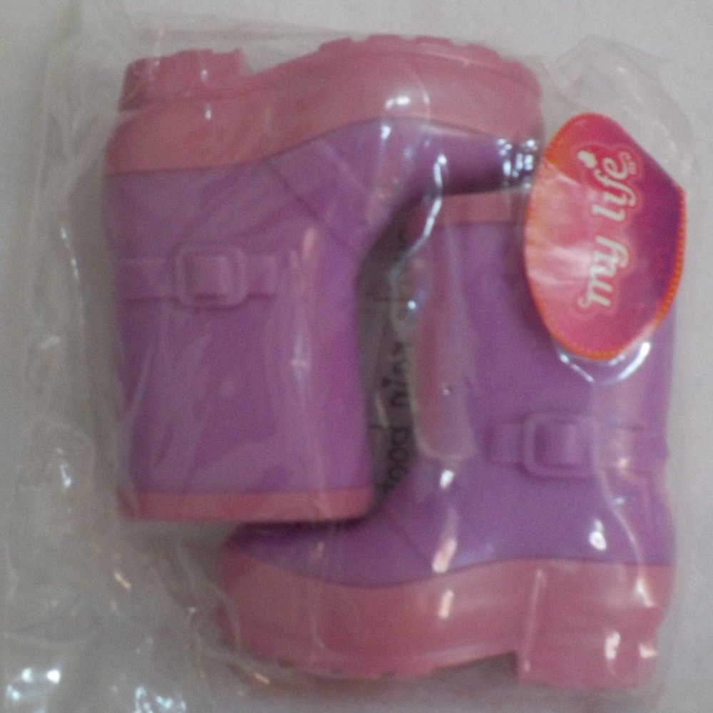 18 inch My Life Doll Lavender and Pink Rain Boots - New